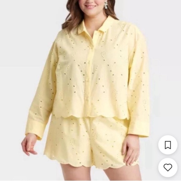 Women's Eyelet Long Sleeve Button-Down Shirt - A New Day - Picture 8 of 12